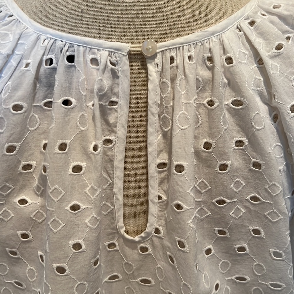 White cotton islet short sleeved blouse American Thread - Picture 5 of 7